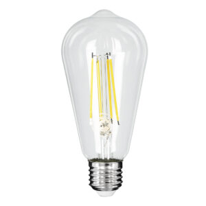 GloboStar® 99094 Λάμπα LED Long Filament E27 ST64 Αχλάδι 4W 840lm 360° AC 220-240V IP20 Φ6.4 x Υ14.5cm Φυσικό Λευκό 4000K με Διάφανο Γυαλί – Pro Series 210lm/W – A Ενεργειακή Κλάση – 3 Χρόνια Εγγύηση