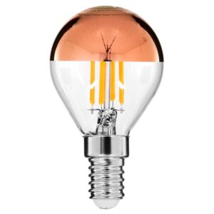 GloboStar® 99109 Λάμπα E14 G45 Γλομπάκι με Ανεστραμμένο Χάλκινο Καθρέπτη LED FILAMENT 4W 420 lm 320° AC 85-265V Edison Retro με Διάφανο-Χάκλινο Γυαλί Ultra Θερμό Λευκό 2200 K Dimmable