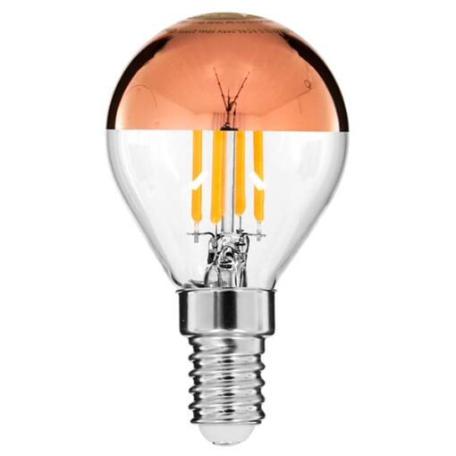 GloboStar® 99109 Λάμπα E14 G45 Γλομπάκι με Ανεστραμμένο Χάλκινο Καθρέπτη LED FILAMENT 4W 420 lm 320° AC 85-265V Edison Retro με Διάφανο-Χάκλινο Γυαλί Ultra Θερμό Λευκό 2200 K Dimmable