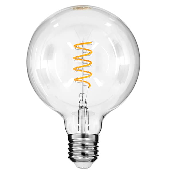 GloboStar® 99137 Λάμπα E27 G125 Γλόμπος LED SOFT SPIRAL FILAMENT 6W 510 lm 320° AC 85-265V Edison Retro με Διάφανο Γυαλί Θερμό Λευκό 2700 K Dimmable