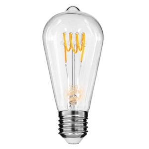 GloboStar® 99140 Λάμπα E27 ST64 Αχλάδι LED SOFT T SPIRAL FILAMENT 6W 510 lm 320° AC 85-265V Edison Retro με Διάφανο Γυαλί Θερμό Λευκό 2700 K Dimmable