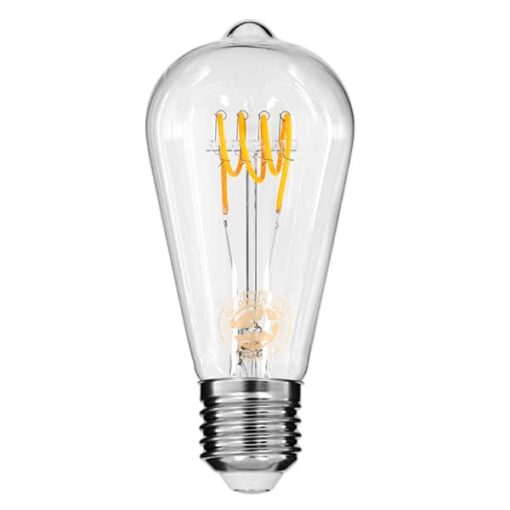 GloboStar® 99140 Λάμπα E27 ST64 Αχλάδι LED SOFT T SPIRAL FILAMENT 6W 510 lm 320° AC 85-265V Edison Retro με Διάφανο Γυαλί Θερμό Λευκό 2700 K Dimmable