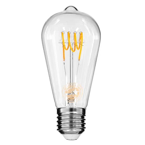 GloboStar® 99140 Λάμπα E27 ST64 Αχλάδι LED SOFT T SPIRAL FILAMENT 6W 510 lm 320° AC 85-265V Edison Retro με Διάφανο Γυαλί Θερμό Λευκό 2700 K Dimmable