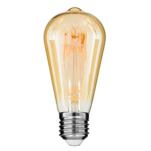 GloboStar® 99141 Λάμπα E27 ST64 Αχλάδι LED SOFT T SPIRAL FILAMENT 6W 490 lm 320° AC 85-265V Edison Retro με Μελί Γυαλί Ultra Θερμό Λευκό 2200 K Dimmable