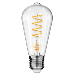 GloboStar® 99143 Λάμπα E27 ST64 Αχλάδι LED SOFT S SPIRAL FILAMENT 6W 510 lm 320° AC 85-265V Edison Retro με Διάφανο Γυαλί Θερμό Λευκό 2700 K Dimmable