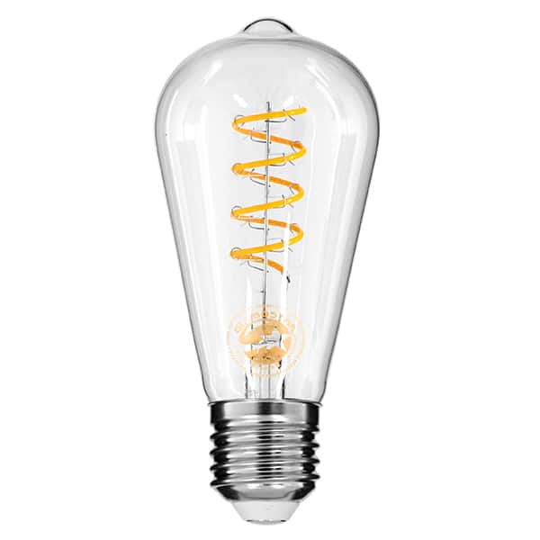 GloboStar® 99143 Λάμπα E27 ST64 Αχλάδι LED SOFT S SPIRAL FILAMENT 6W 510 lm 320° AC 85-265V Edison Retro με Διάφανο Γυαλί Θερμό Λευκό 2700 K Dimmable