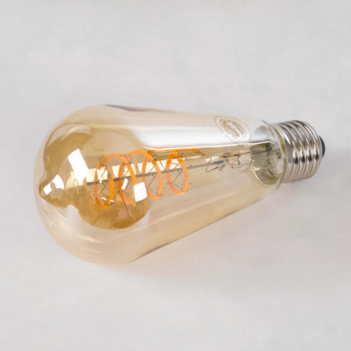 GloboStar® 99144 Λάμπα LED Soft S Spiral Filament E27 ST64 Αχλάδι 4W 280lm 360° AC 220-240V IP20 Φ6.4 x Υ14cm Ultra Θερμό Λευκό 2200K με Μελί Γυαλί – Dimmable – 3 Χρόνια Εγγύηση