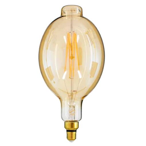 GloboStar® 99166 Λάμπα E27 BT180 Mangos LED LONG FILAMENT 12W 1060 lm 320° AC 85-265V Edison Retro με Μελί Γυαλί Ultra Θερμό Λευκό 2200 K Dimmable
