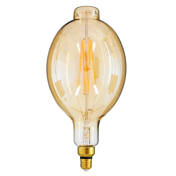 GloboStar® 99166 Λάμπα E27 BT180 Mangos LED LONG FILAMENT 12W 1060 lm 320° AC 85-265V Edison Retro με Μελί Γυαλί Ultra Θερμό Λευκό 2200 K Dimmable