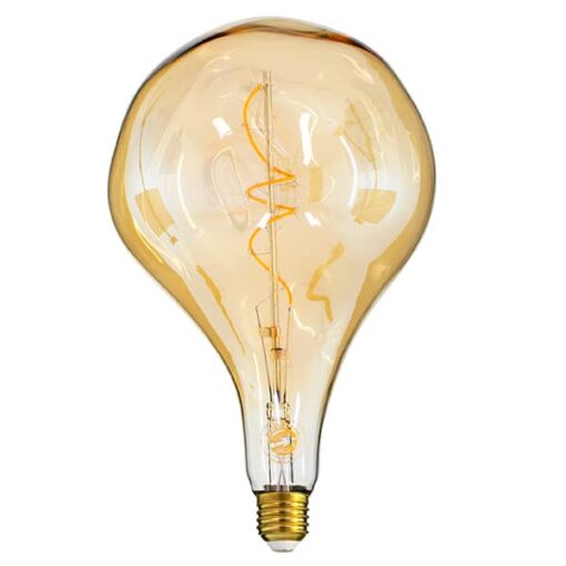 GloboStar® 99175 Λάμπα E27 R170 Rock LED SOFT SPIRAL FILAMENT 6W 500 lm 320° AC 85-265V Edison Retro με Μελί Γυαλί Ultra Θερμό Λευκό 2200 K Dimmable