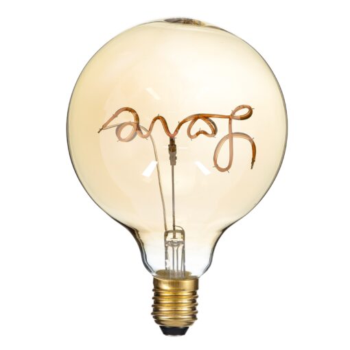 GloboStar® 99252 Λάμπα LED Ultra Thin Soft S Spiral Letter Filament E27 G125 LOVE Γλόμπος 2.4W 204lm 360° AC 220-240V IP20 Φ12.5 x Υ18cm Ultra Θερμό Λευκό 2200K με Μελί Γυαλί – Dimmable – 3 Years Warranty