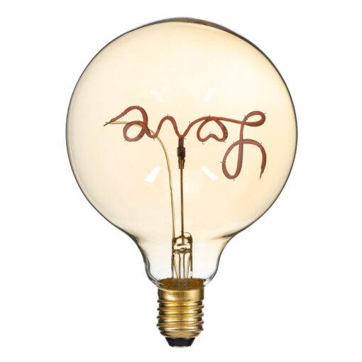 GloboStar® 99253 Λάμπα LED Ultra Thin Soft S Spiral Letter Filament E27 G125 LOVE Γλόμπος 2.4W 204lm 360° AC 220-240V IP20 Φ12.5 x Υ18cm Κόκκινο με Μελί Γυαλί – Dimmable – 3 Years Warranty