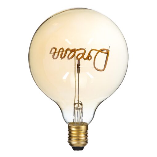 GloboStar® 99255 Λάμπα LED Ultra Thin Soft S Spiral Letter Filament E27 G125 DREAM Γλόμπος 2.4W 204lm 360° AC 220-240V IP20 Φ12.5 x Υ18cm Ultra Θερμό Λευκό 2200K με Μελί Γυαλί – Dimmable – 3 Years Warranty