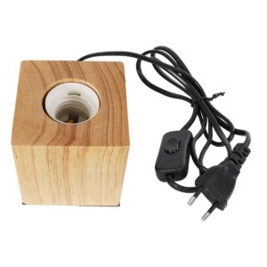 GloboStar® WOODBOX 99405 Μοντέρνο Επιτραπέζιο Φωτιστικό Πορτατίφ Μονόφωτο 1 x E27 AC220-240V με 1.35m Καλώδιο και Διακόπτη On/Off – Σώμα από Φυσικό Ξύλο – Μ7.6 x Π7.6 x Υ8.2cm – Μπεζ Δρυς – 5 Years Warranty