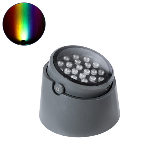GloboStar® FLOOD-RANA 90751 Κινούμενος Προβολέας – Σποτ Φωτισμού Wall Washer για Φωτισμό Κτιρίων LED 36W 3060lm 5° DC 24V Αδιάβροχο IP67 Φ26 x Υ18cm RGBW DMX512 – Γκρι Ανθρακί – 3 Χρόνια Εγγύηση