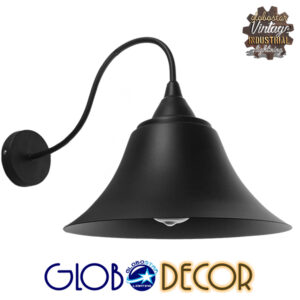GloboStar® BELL 01038 Vintage Industrial Φωτιστικό Τοίχου Απλίκα Μονόφωτο Μαύρο Καμπάνα Φ30 x Μ35 x Π30 x Υ30cm