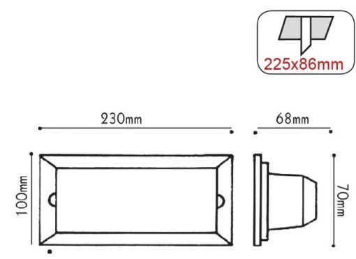 Φωτιστικό Τοίχου Χωνευτό Διαδρόμων/Σκαλοπατιών1xE27 Αλουμινίου με Γρίλιες Γκρι 10x23cm Ματ Γυαλί IP54 ACA – AC.045GL63GDS