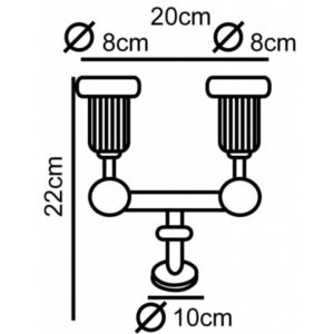 Φωτιστικό Σποτ Τοίχου Κήπου 2xE27 Ενισχυμένο Πλαστικό Μαύρο 22cm  ACA – AC.045GL78