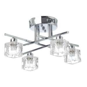 Φωτιστικό Οροφής 4ΧG9 Μεταλλικό Χρώμιο Διάφανο Ανάγλυφο Τετράγωνο Γυαλί Υψηλής Κ9 Καθαρότητας ACA DECOR – AD00714