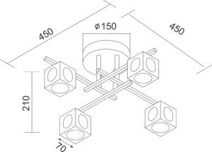 Φωτιστικό Οροφής 4ΧG9 Μεταλλικό Χρώμιο Διάφανο Ανάγλυφο Τετράγωνο Γυαλί Υψηλής Κ9 Καθαρότητας ACA DECOR – AD00714