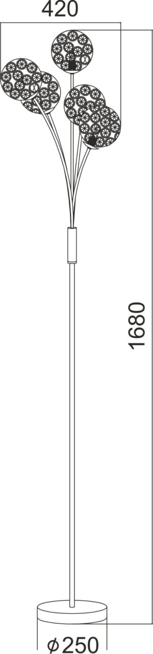Φωτιστικό Δαπέδου 5XG9 Μεταλλικό Χρώμιο Με Κρυστάλλινες Μπάλες ACA DECOR- AD0086B5F