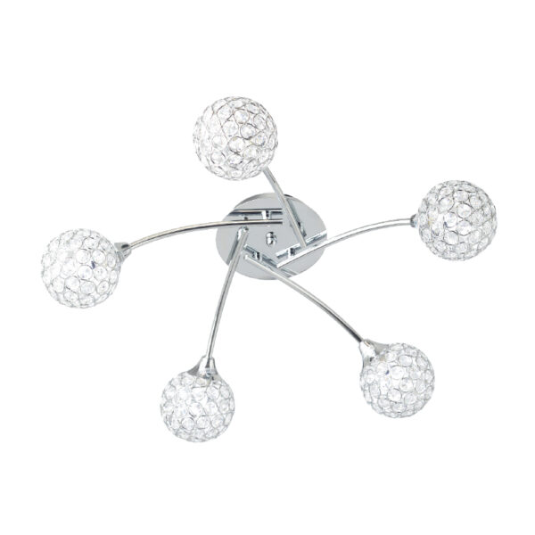 Φωτιστικό Οροφής 5XG9 Μεταλλικό Χρώμιο Με Κρυστάλλινες Μπάλες ACA DECOR – AD2012005C