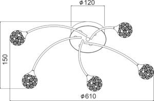 Φωτιστικό Οροφής 5XG9 Μεταλλικό Χρώμιο Με Κρυστάλλινες Μπάλες ACA DECOR – AD2012005C