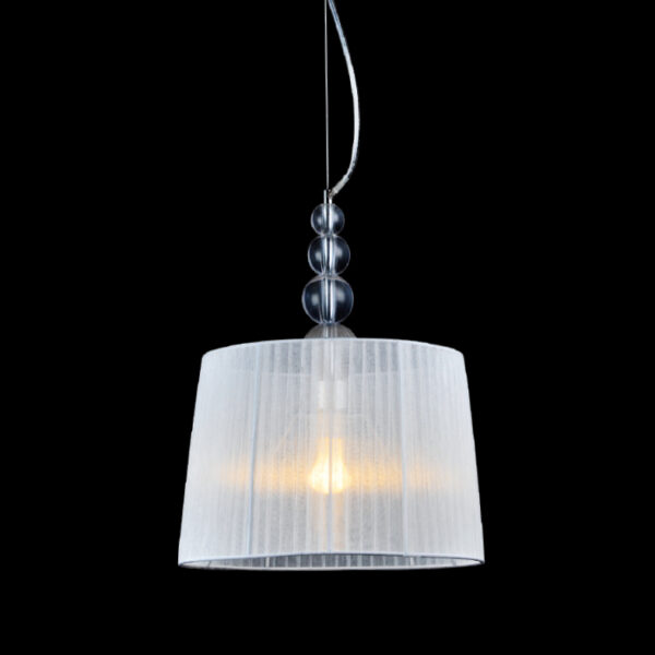 Κρεμαστό Φωτιστικό 1ΧΕ27 Μεταλλικό Χρώμιο Λευκό Καπέλο & Γυαλί  ACA DECOR  – AD477215