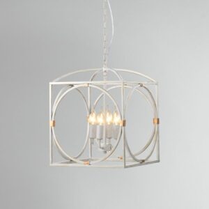 Κρεμαστό Φωτιστικό Οροφής 4xE14 Μεταλλικό Λευκό-Χρυσό ACA DECOR – AD80264