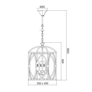 Κρεμαστό Φωτιστικό Οροφής 4xE14 Μεταλλικό Λευκό-Χρυσό ACA DECOR – AD80264