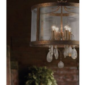 Κρεμαστό Φωτιστικό Οροφής 4xE14 Ø450 Μέταλλο-Γυαλί-Κρύσταλλο Ορείχαλκος ACA DECOR – AD80375