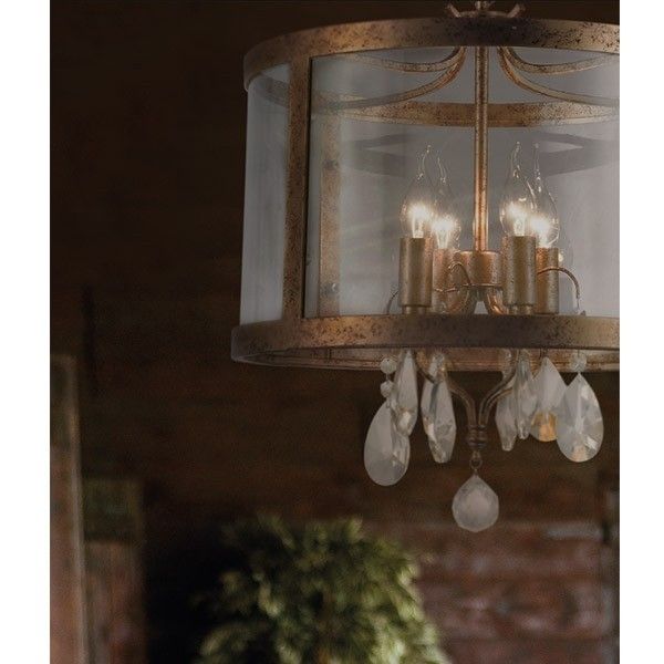 Κρεμαστό Φωτιστικό Οροφής 4xE14 Ø450 Μέταλλο-Γυαλί-Κρύσταλλο Ορείχαλκος ACA DECOR – AD80375