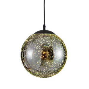 Κρεμαστό Φωτιστικό 1XE27 3D Γυαλί+Μεταλλική Μαύρη Ανάρτηση Φ250 ACA DECOR   – AD804225