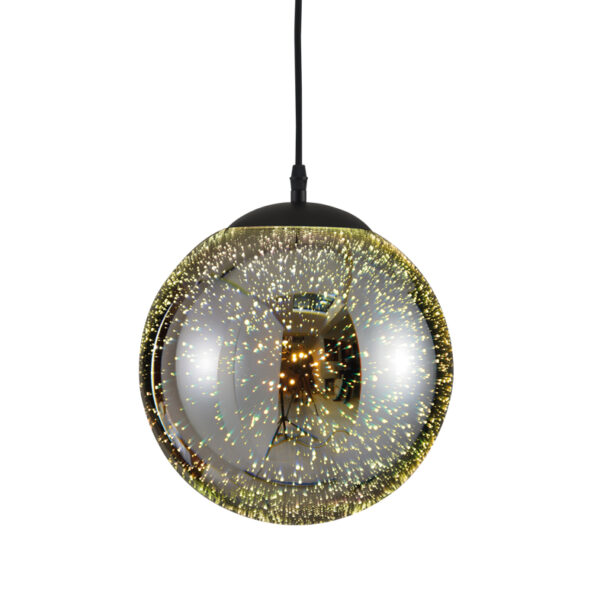 Κρεμαστό Φωτιστικό 1XE27 3D Γυαλί+Μεταλλική Μαύρη Ανάρτηση Φ250 ACA DECOR   – AD804225