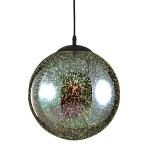 Κρεμαστό Φωτιστικό 1XE27 3D Γυαλί + Μεταλλική Μαύρη Ανάρτηση Φ300 ACA DECOR   – AD804230