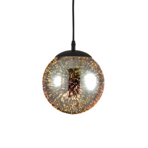 Κρεμαστό Φωτιστικό 1XE27 3D Γυαλί+Μεταλλική Μαύρη Ανάρτηση Φ200 ACA DECOR   – AD804320