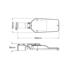 LED STREET LUMINAIRE 120W 16800LM 4000K 150⁰ x 75⁰ CLASS II IP66 10kV 230V AC IP66 ACA – ALIX12040