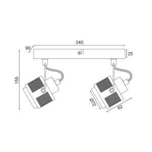 ΕΠΙΤΟΙΧΙΟ ΦΩΤΙΣΤΙΚΟ 2ΧGU10 ΓΚΡΙ ΜΕΤΑΛΛΙΚΟ 28Χ10Χ16CM KRYPTON ACA DECOR   – AR2092W28G