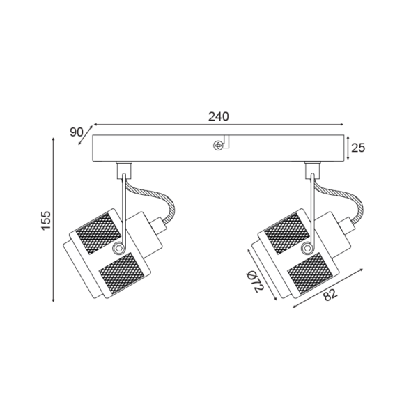 ΕΠΙΤΟΙΧΙΟ ΦΩΤΙΣΤΙΚΟ 2ΧGU10 ΓΚΡΙ ΜΕΤΑΛΛΙΚΟ 28Χ10Χ16CM KRYPTON ACA DECOR   – AR2092W28G