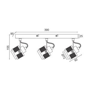 ΕΠΙΤΟΙΧΙΟ ΦΩΤΙΣΤΙΚΟ 3ΧGU10 ΓΚΡΙ ΜΕΤΑΛΛΙΚΟ 43Χ10Χ16CM KRYPTON ACA DECOR   – AR2093W43G