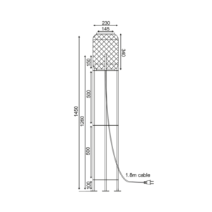 ΕΠΙΔΑΠΕΔΙΟ ΦΩΤΙΣΤΙΚΟ 1ΧΕ27 ΜΠΑΜΠΟΥ D23XH145CM SAHARA ACA DECOR   – AR3191F145NB