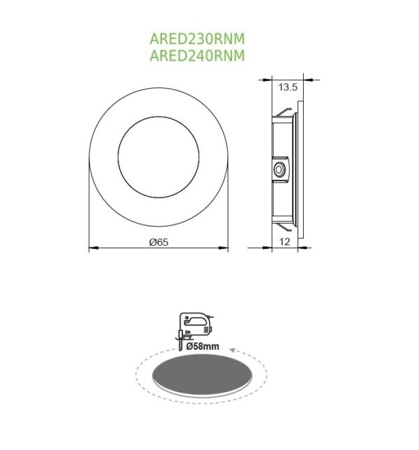 LED Πάνελ Στρογγυλό Νίκελ Ματ 2W ACA Θερμό 3000K IP44 – ARED230RNM