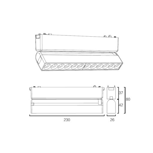 Sun Light ΦΩΤΙΣΤΙΚΑ-ΓΡΑΜΜΙΚΑ-ΜΑΓΝΗΤΙΚΗΣ ΡΑΓΑΣ-48V-ΜΑΥΡΟ ΧΡΩΜΑ-ARION-12GR-SM