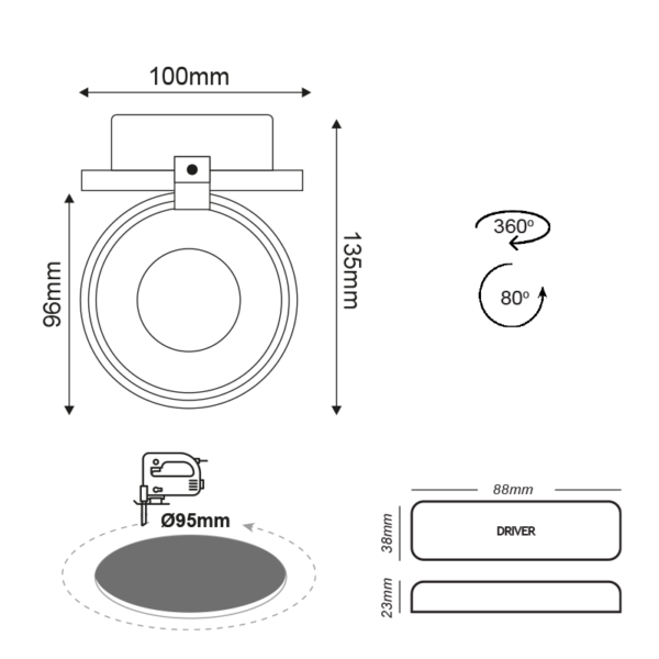 # ΣΠΟΤ ΧΩΝ. ΛΕΥΚΟΜΑΤ 10W COBEPISTARLED 6.400K 800LM 0-359 0- ACA – BEL1064