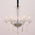 ACA DECOR  – Κρεμαστό Φωτιστικό 6ΧΕ14 Διάφανο Κρύσταλλο + Χρώμιο Μέταλλο Φ54ΧΗ178cm