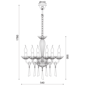 ACA DECOR  – Κρεμαστό Φωτιστικό 6ΧΕ14 Διάφανο Κρύσταλλο + Χρώμιο Μέταλλο Φ54ΧΗ178cm
