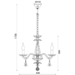 ACA DECOR   – Κρεμαστό Φωτιστικό 3ΧΕ14 Διάφανο Κρύσταλλο + Χρώμιο Μέταλλο Φ49ΧΗ173cm