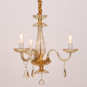 ACA DECOR   – Κρεμαστό Φωτιστικό 3ΧΕ14 Σαμπανιζέ Κρύσταλλο + Χρυσό Μέταλλο Φ49ΧΗ173cm