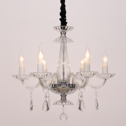 ACA DECOR  – Κρεμαστό Φωτιστικό 6ΧΕ14 Διάφανο Κρύσταλλο + Χρώμιο Μέταλλο Φ53ΧH173cm