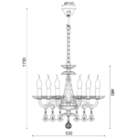 ACA DECOR  – Κρεμαστό Φωτιστικό 6ΧΕ14 Σαμπανιζέ Κρύσταλλο + Χρυσό Μέταλλο Φ53ΧΗ173cm